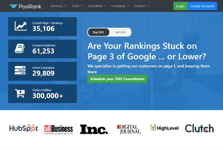 PosiRank - website homepage