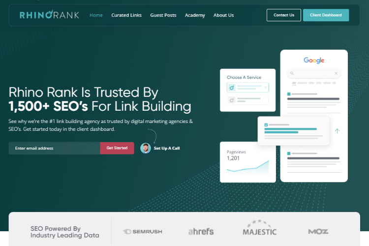 Rhino Rank - website homepage
